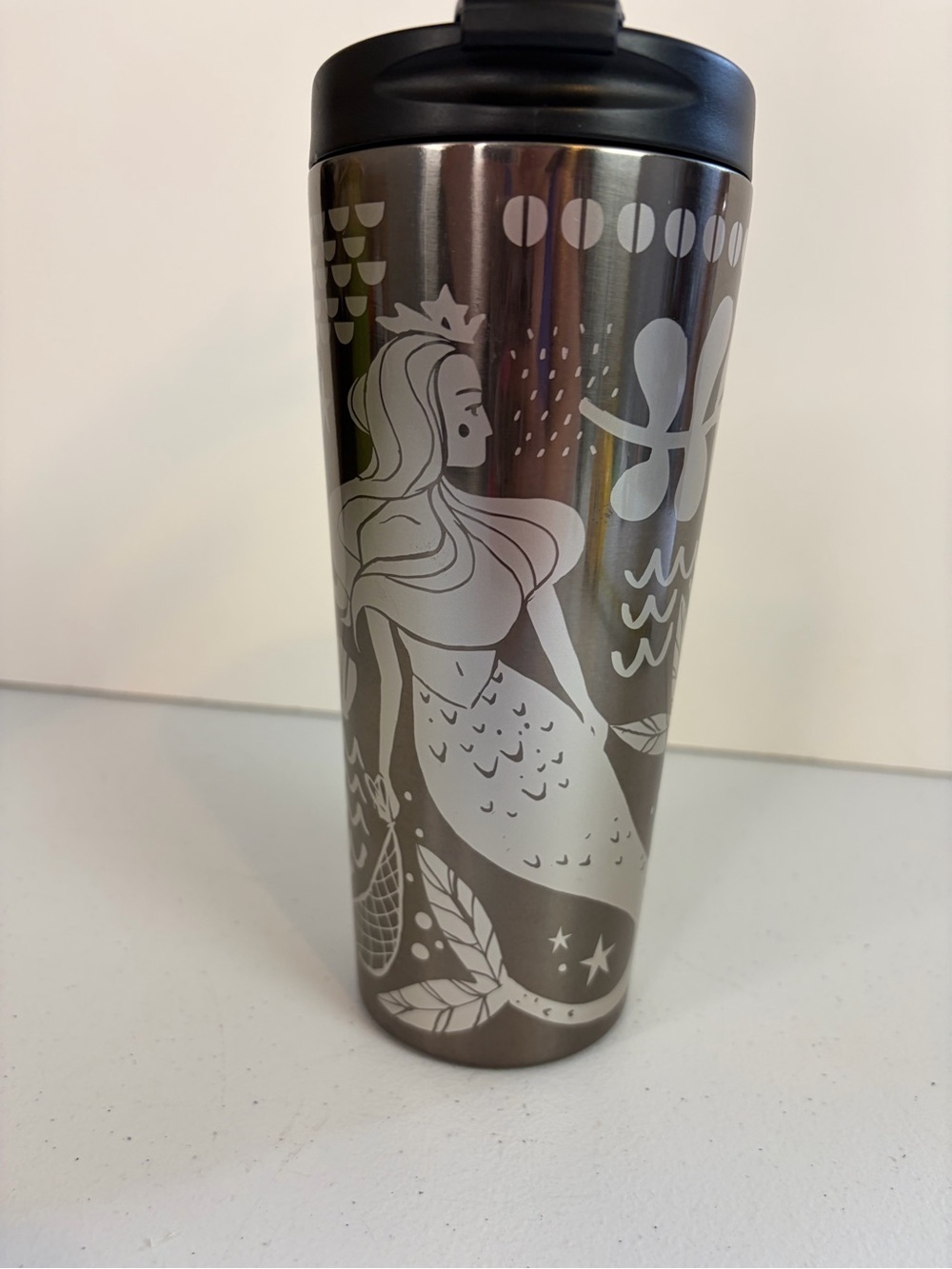 Starbucks Coffee Travel Mug Tumbler 16 oz  2017 Metallic on Black Siren Mermaid